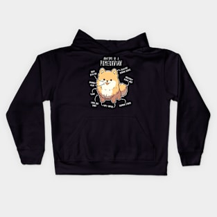 Orange Pomeranian Dog Anatomy Kids Hoodie